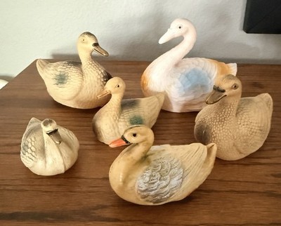 Vintage Celluloid Ducks Geese Swans x 6 (1 is a Rattle) All Different
