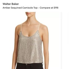 Walter Baker Amber Sequined Camisole Top w Adjustable Straps- Size L