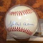 Hank Aaron Signed Baseball Atlanta Braves with Trading Card