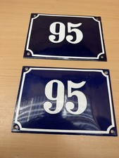 ALTE EMAIL EMAILLE Emailleschild Emailschild  HAUSNUMMER 95 BLAU/WEISS 20 x 14 