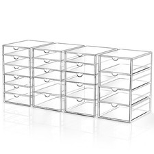 Makeup Drawer Storage Organizer with 20 Drawers, 4 Set Acrylic Office Desk Or...