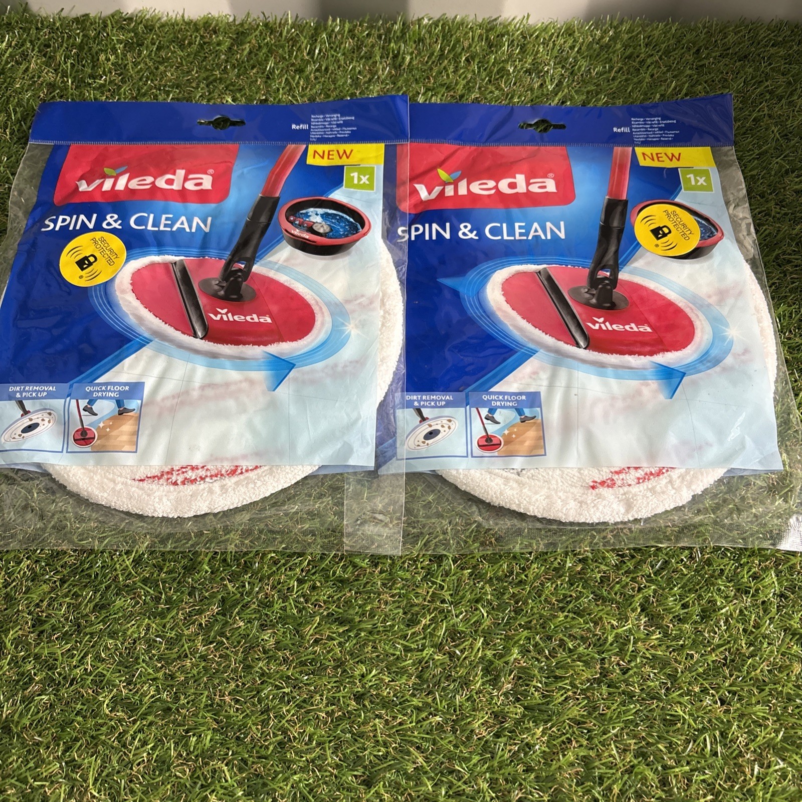 Vileda Mop Spin & Clean Mops Refill Pad 100% Microfibre Machine Washable x2