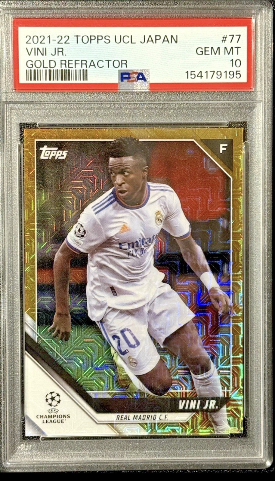 Vinicius Jr 2021-22 Topps Gold Refractor 47/50 PSA 10 (POP 1) - Real Madrid