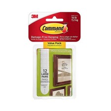 3M Command Large Picture Hanging Strips Pack of 12 White 1.32 per strip