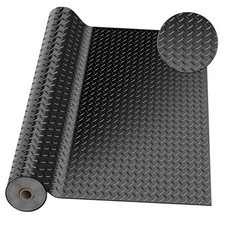 4 x 7 FT Garage Floor Mat, Diamond Plate Rubber Flooring Roll, PVC 4 x 7Ft