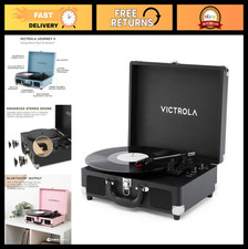 Bluetooth Suitcase Record Player - 3-Speed Turntable, Enhanced Bass, RCA Headp