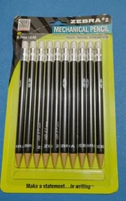 Zebra #2 Mechanical Pencil 0.7mm LEAD Large Eraser 10 pack quantity pencils New