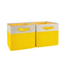 Kids storage bins - 10.5 Cube Storage Organizer with Handles   Yellow Two-Ton...