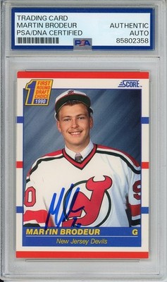 1990 SCORE MARTIN BRODEUR SIGNED ROOKIE CARD PSA DNA COA HOF