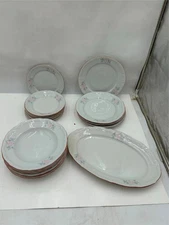 17 PCS FLORAL DISH SET - PLATES, BOWLS, PLATTER   **READ**