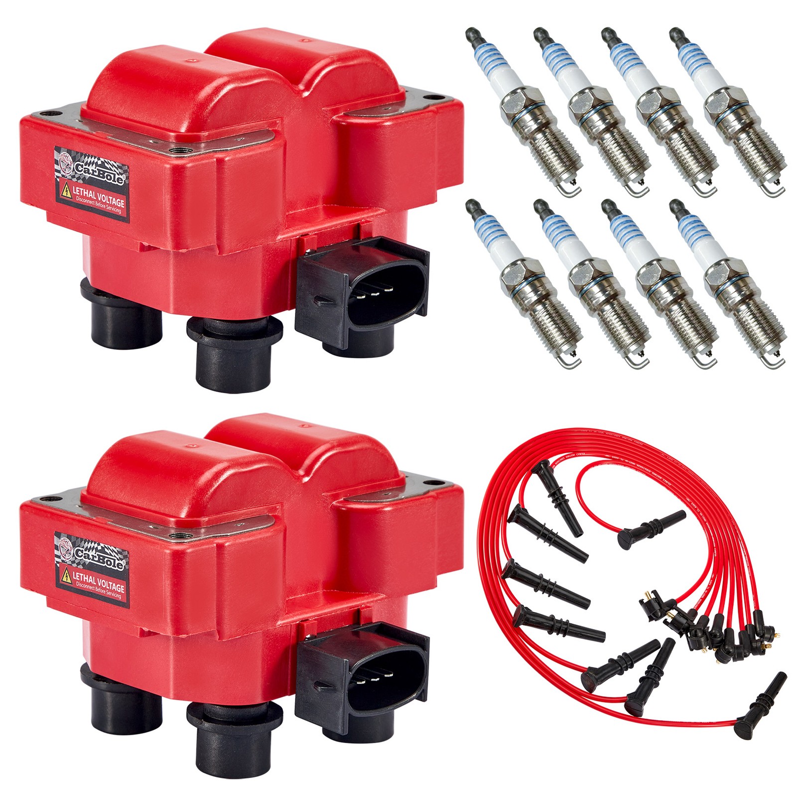 Ignition Coil Pack and Spark Plug & 8 Wire Set For Ford Mustang 4.6L V8 FD487