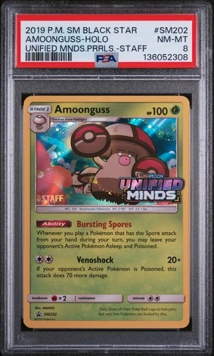 2019 POKEMON SM BLACK STAR PROMO #SM202 AMOONGUSS-HOLO PSA 8