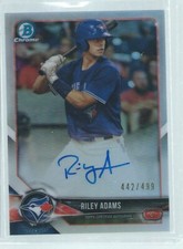 RILEY ADAMS 2018 BOWMAN CHROME ON CARD PROSPECT REFRACTOR AUTO #D 442/499