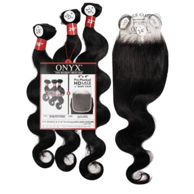 ONYX REMI 3 Body Wave Bundles / 4''x5'' Pre-Plucked HD Lace Closure With Baby Hair