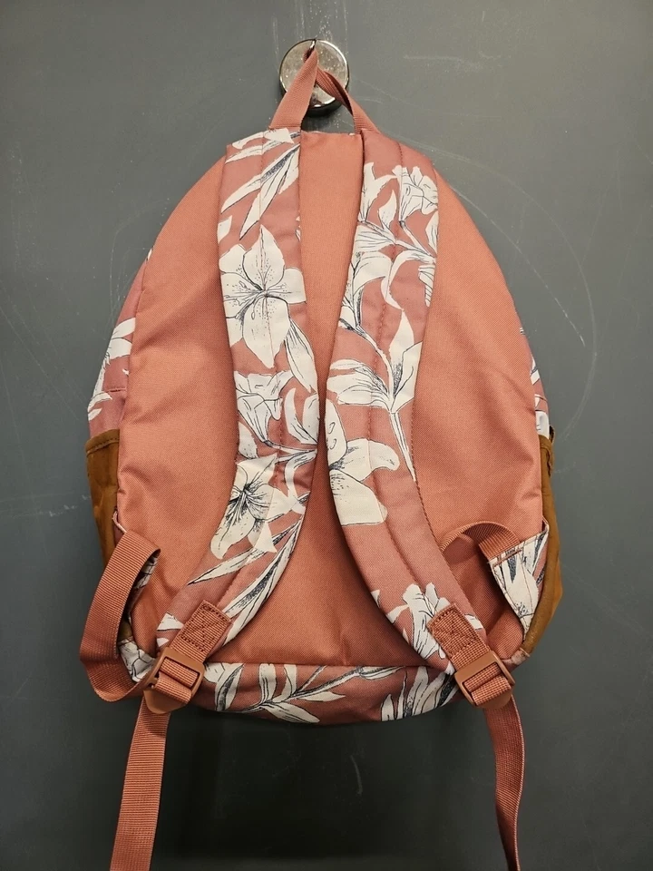 Mochila floral rosa Roxy con detalles de gamuza marrón Foto 3 de 4