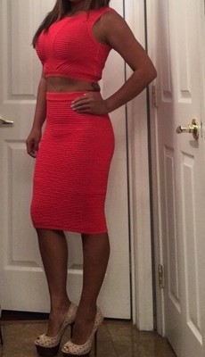 Red Bebe of body con pencil skirt set NWT top xs skirt small