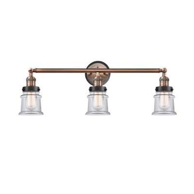 Innovations FR Canton 3 Light Vanity, CP/Clear-S - 205AC-BPBK-HRBK-G182S