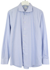 SUITSUPPLY Try On Extra Slim Fit Formal Shirt Men's 46/18 Blue Pinstripe