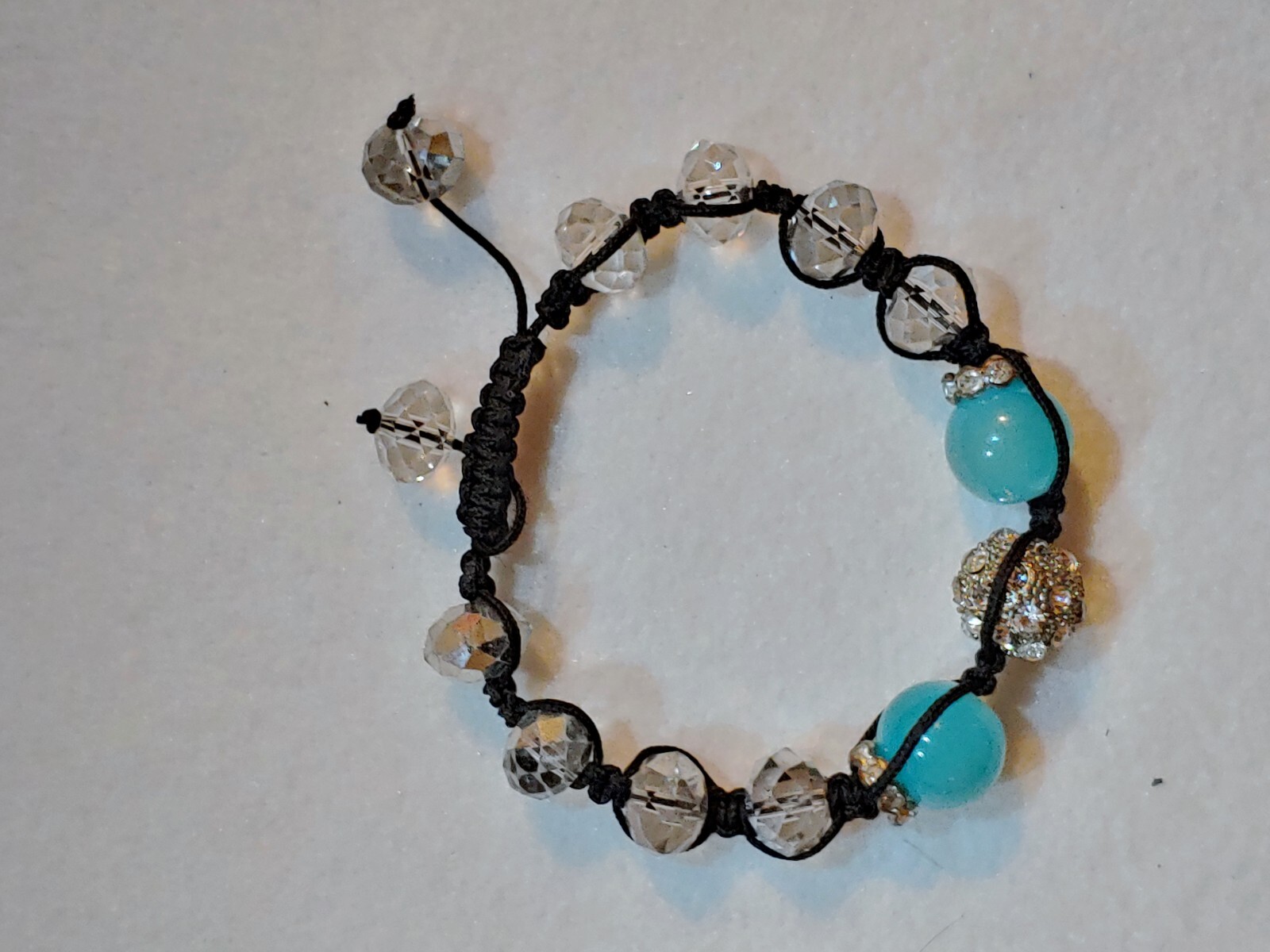 Pull String Adj. Bracelet - Beaded - Glass, Acryl… - image 1