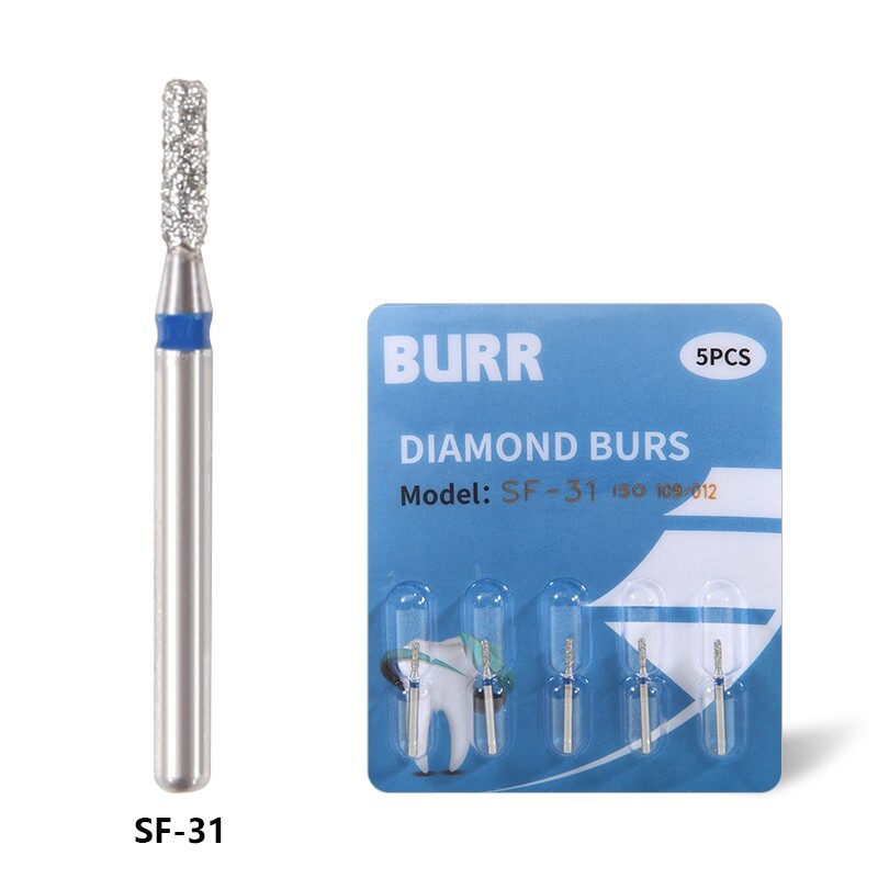 5Pcs Dental Diamond Burs FG Straight Flat for High-speed
