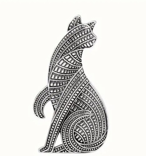 Silberfarbene Katze Brosche Anstecknadel Geschenk Schals Jacken Strass - Bild 2 von 5
