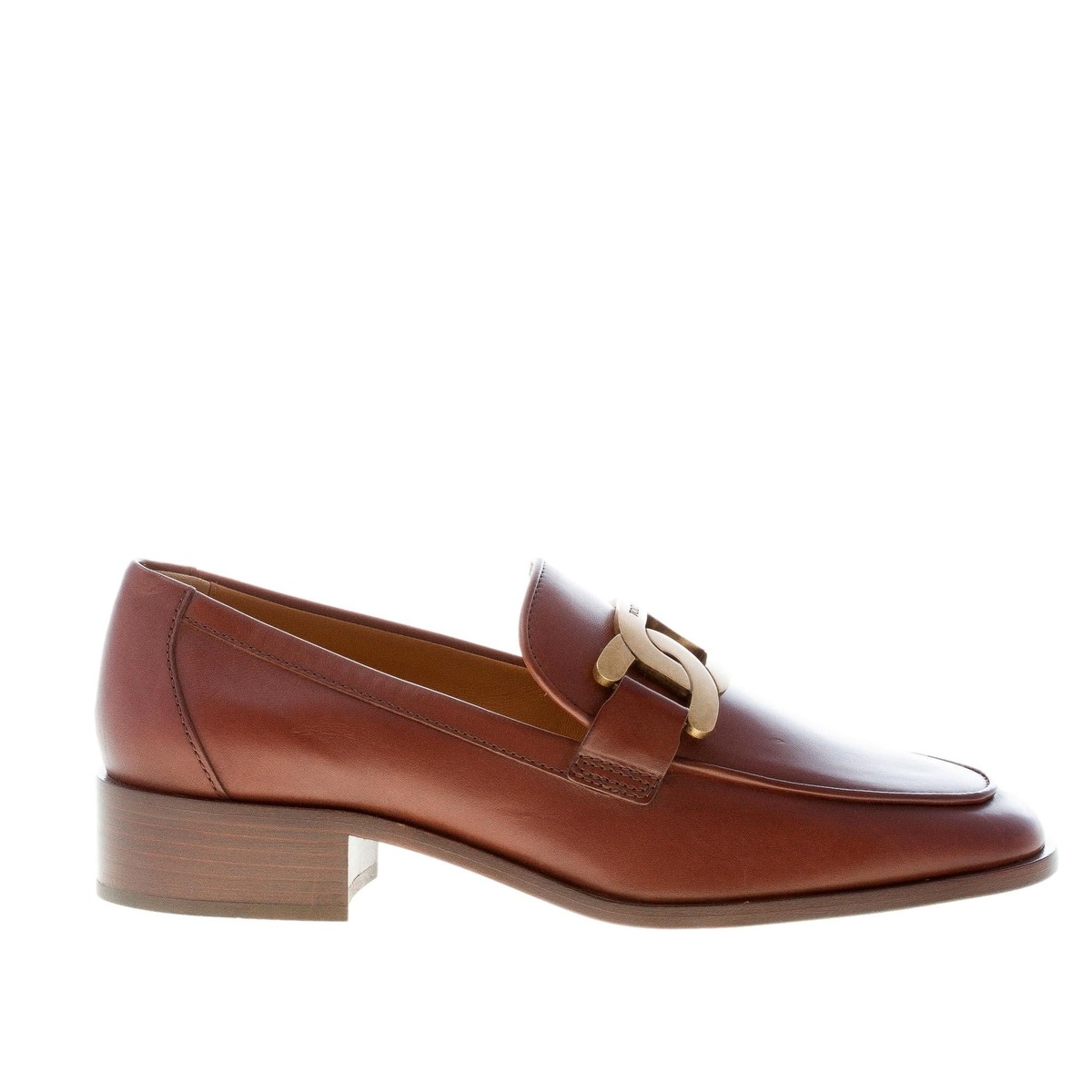 ローファー・オックスフォード TOD'S XXW28K0FR00NF5S607 Loafers Mocassino In Pelle Cuoio TOD'S women shoes Brown vintage leather loafer gold chain