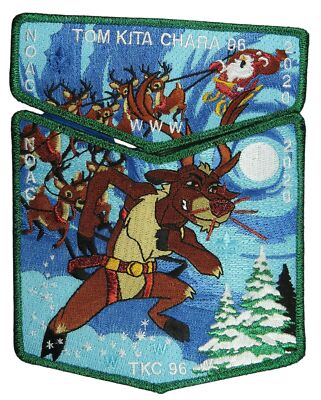 Tom Kita Chara Lodge 96 Samoset WI 2020 NOAC 2pc Set Flap GRN Bdr (QR2290)