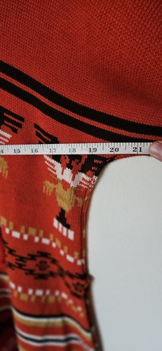 Women's Red Aztec Sweater with Fringe Black Piping Trim Dolman Sleeves M EUC - Picture 6 of 7