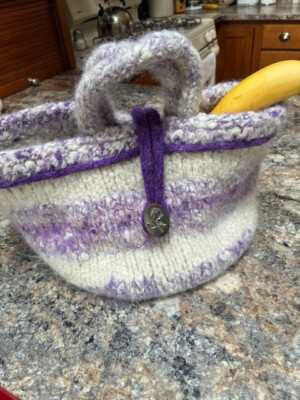 felted wool project bag for taking your fiber work with you