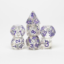 Purple Glitter 7 Dice Set RPG DnD Dungeons Dragons Pathfinder d20 AD D D D