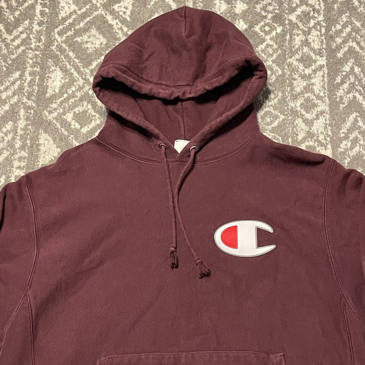 Champion 1P LOGO VELOR PULLOVER BURGUNDY Champion Reverse Weave