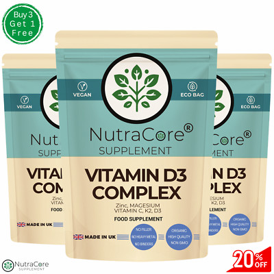 Vitamin D3 Komplex, (Vit. K2, MK7, Vit. C, Mag. Glycinat, Zink) Kapseln, Immun