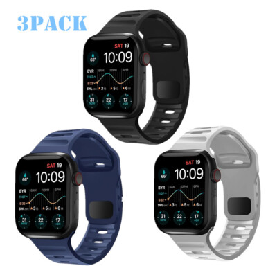 3 PACK Silikon Ersatz Armband Für Apple Watch 10 9 8 7 6 46mm 45mm Ultra 2 49mm