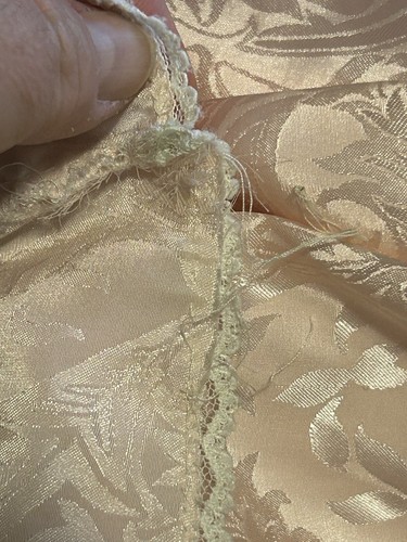 Vintage Lucie Ann II Nightgown Satin Lace Full Length Sleeveless Peach Pink Belt - Picture 14 of 17