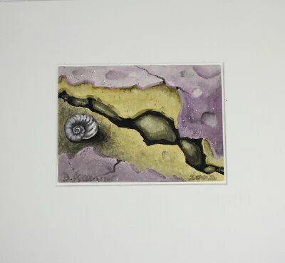 Aquarell Gemälde Mauerriss mit Schnecke Barbara Kraemer Signiert Datiert  2002 - Bild 1 von 4