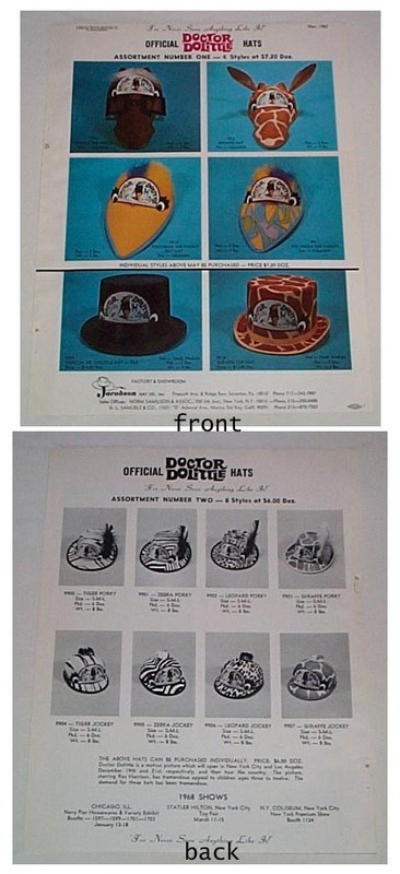 1967 trade industry ad page/flier ~ DOCTOR DOLITTLE MOVIE HATS
