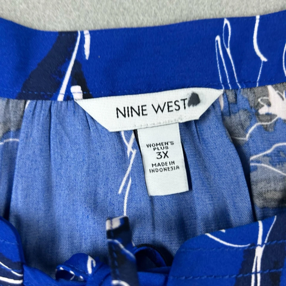 Blusa ligera fluida floral azul 3X Nine West Top para mujer nueva con etiquetas Foto 2 de 4