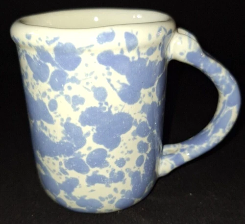 VTG 1967 BENNINGTON ART POTTERS FRENCH BLUE AGATE SPONGEWARE COFFEE MUG TEA CUP