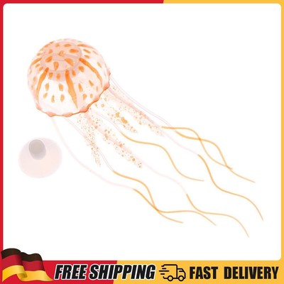 Leuchtende Quallen-Dekoration, schwimmendes Silikon für Aquarien (Orange)