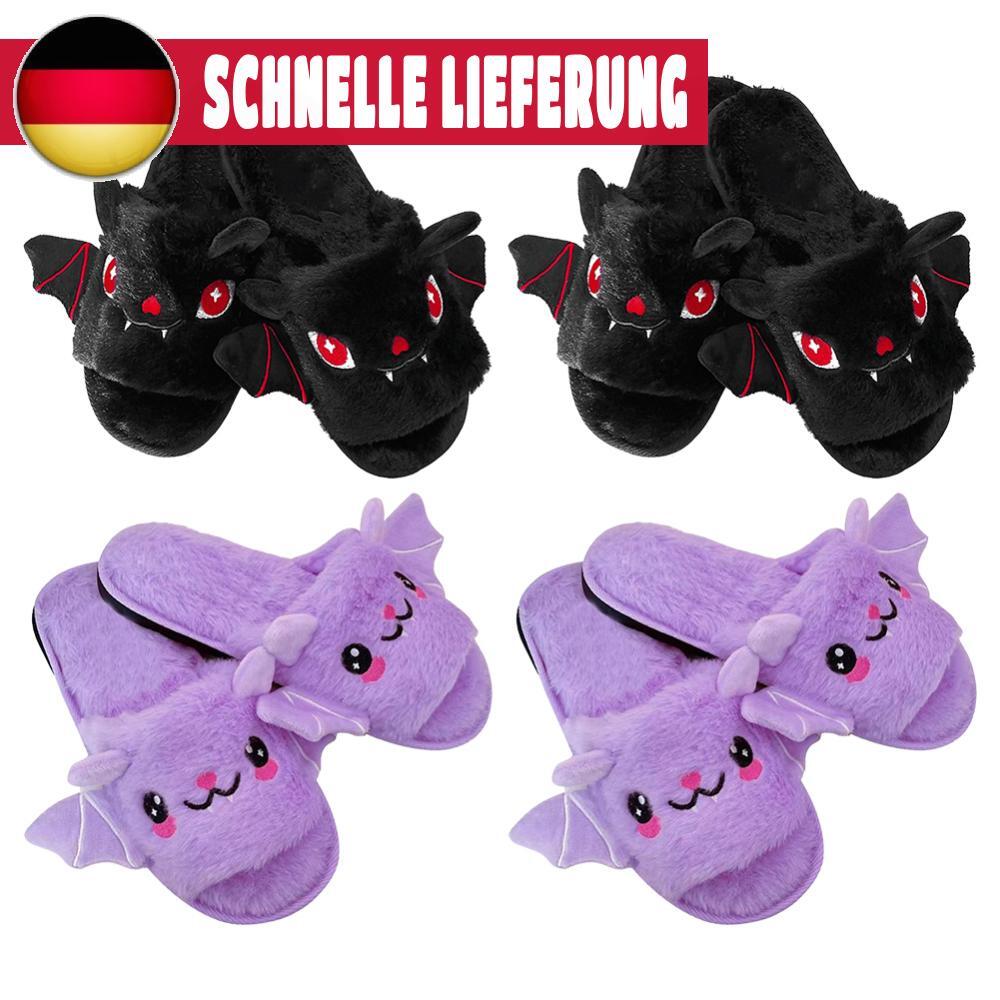 APL Halloween Fledermaus Hausschuhe flauschig offener Zehenbereich bequem weich