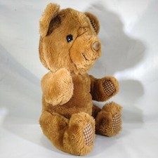 Vintage Brown Teddy Bear Made in Korea Dakin 1982 Fun Farm 80s Plush Toy Plaid