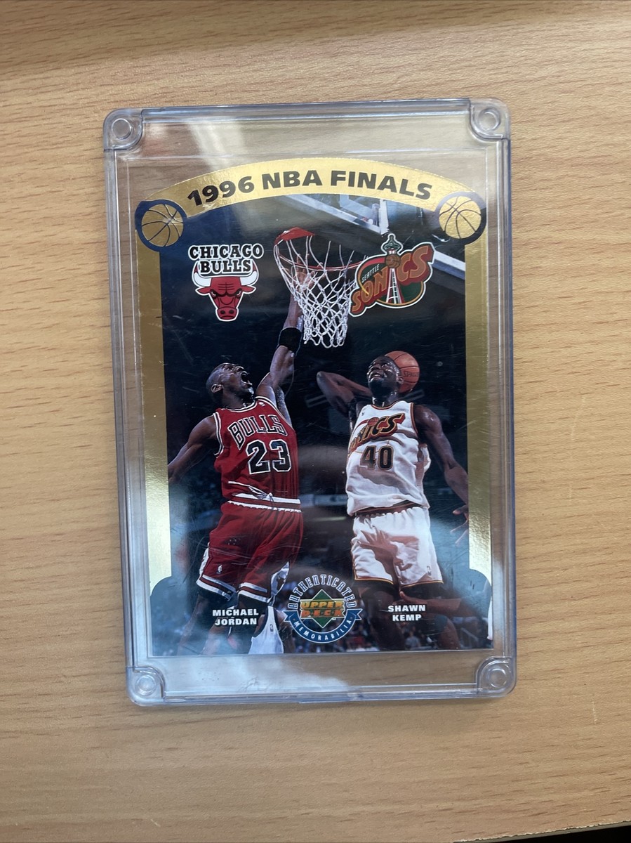 ＠NBA ブルズ vs ソニックス コメモラティブカード (UD 1996) 1996 NBA Finals Game 1 Seattle SuperSonics at Chicago Bulls