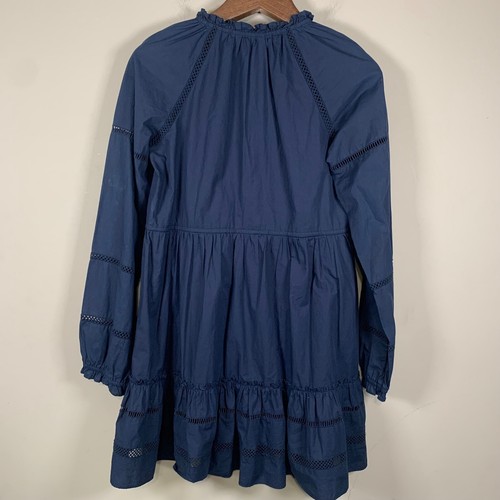 Veronica Beard NWT Danica Tiered Crochet Navy L/S Dress Size Small - Picture 2 of 8
