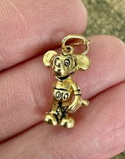 Vintage DISNEY Productions Gold Tone Brass MICKEY MOUSE Charm Pendant 3/4  