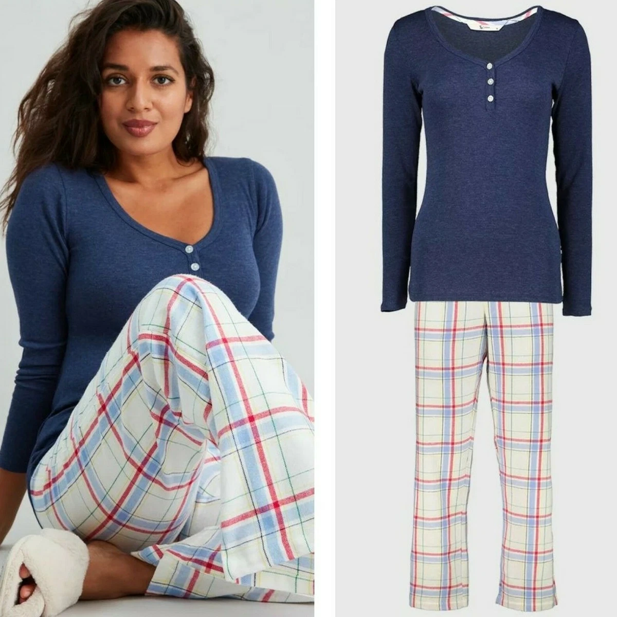 Ladies TU Checked Pyjama s Set Women s Cotton Rich Full Length Long Sleeve PLUS