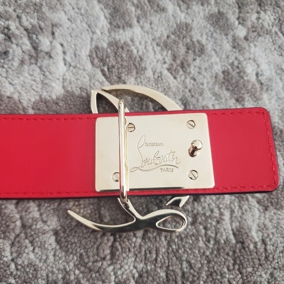 Christian Louboutin CL logo Croc-Embossed Leather Belt Size  display picture 2