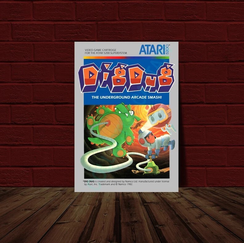 Dig Dug - ATARI 5200 Video Game Cover Reprint Poster
