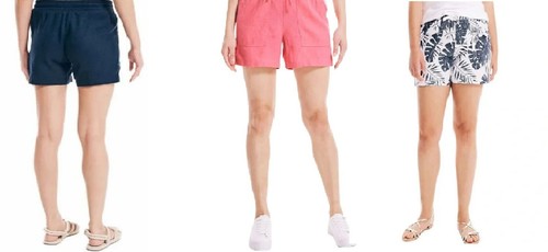 Nautica Damen Leinenmischung Pull-On Short blau/koralle Größe - Large, XL, XXL - Neu mit Etikett - Bild 9 von 15