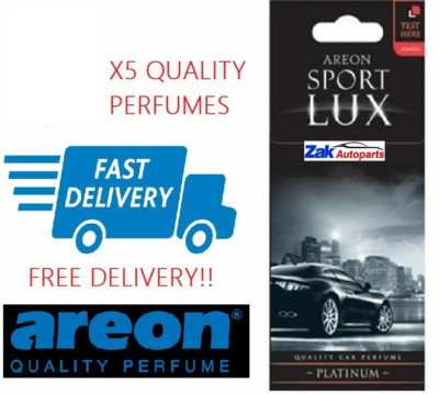 Areon Sport LUX Qualität Parfüm/Köln Karton Auto Lufterfrischer PLATIN - 5 STÜCK