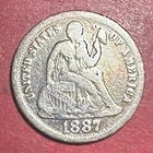 1887 US Seated LIBERTY SILVER Dime! "Philadelphia" Mint! VG! Old US Coin!